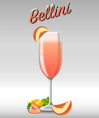 Bellini cocktail in the glass