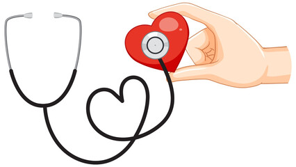 Stethoscope with heart on white background