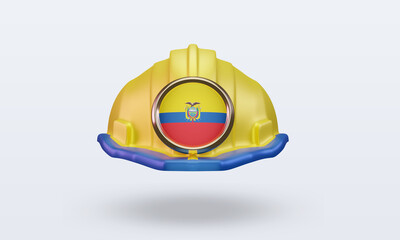 3d engineer Ecuador flag rendering front view