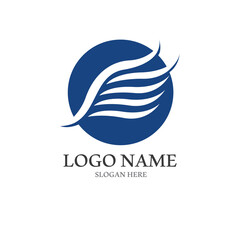 Minimalist bird wings logo. Easy editing of template vector illustration.