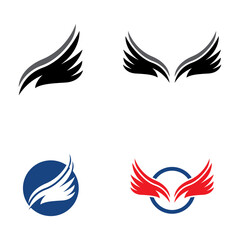 Fototapeta na wymiar Minimalist bird wings logo. Easy editing of template vector illustration.