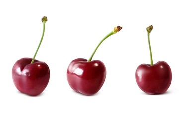 アメリカンチェリー さくらんぼ イラスト リアル セット