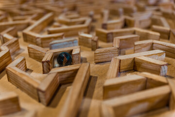 a ball labyrinth made of wood