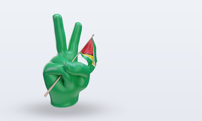 3d peace day Guyana flag rendering left view