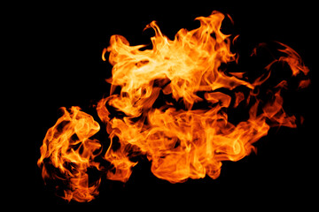 Fototapeta premium Fire flames on a black background abstract