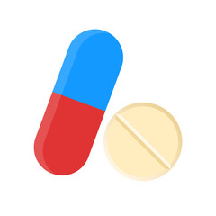 medical pill and capsule vector illustration in flat style