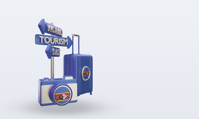 Naklejka premium 3d tourism day Eswatini flag rendering left view