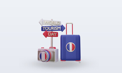 3d tourism day France flag rendering front view