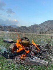 camping in the mountains