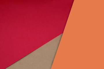 Dark and light, Plain and Textured Shades of orange red brown papers background lines intersecting to form a triangle shape