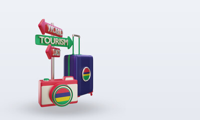 3d tourism day Mauritius flag rendering left view