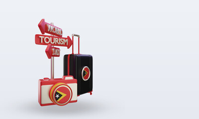3d tourism day Timor Leste flag rendering left view
