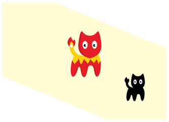 Fire Cat illustration mascot design [vector]