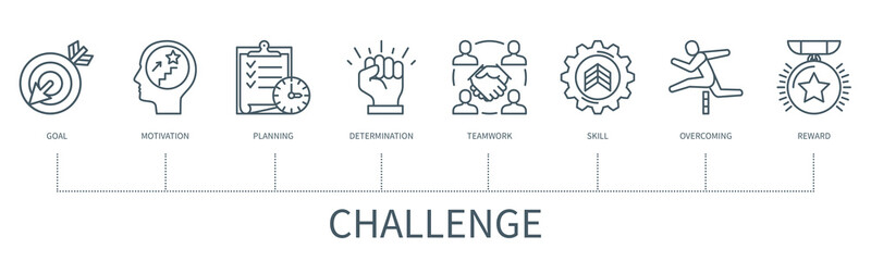 Challenge vector infographic in minimal outline style
