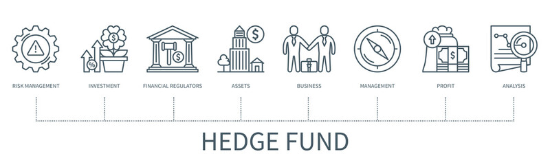 Hedge fund vector infographic in minimal outline style