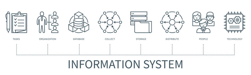 Information system vector infographic in minimal outline style