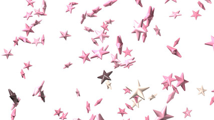 Pink star objects on white background.
3DCG confetti illustration for background.
