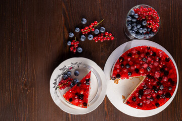 homemade jelly cake with berries