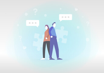 Situationship concept illustration - relationship without any commitment, not exclusive. Uncertainty in the relationship between partners, lack of plans for future. Conflict quarrel, marriage problem