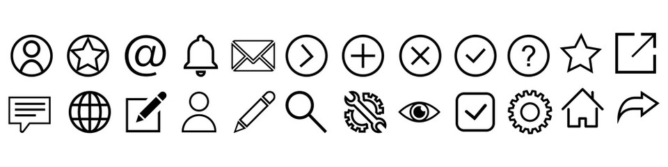 Interface icon vector set. app illustration symbol collection. web site symbol or logo.