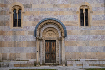 Fototapeta na wymiar Medieval Monastery and orthodox Church Visoki Decani, one of the most important Serbian monastery. UNESCO world heritage site in Decani, Kosovo, Serbia 05.03.2022