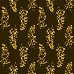 A sprig of a garden plant in a seamless pattern with branches of a tree