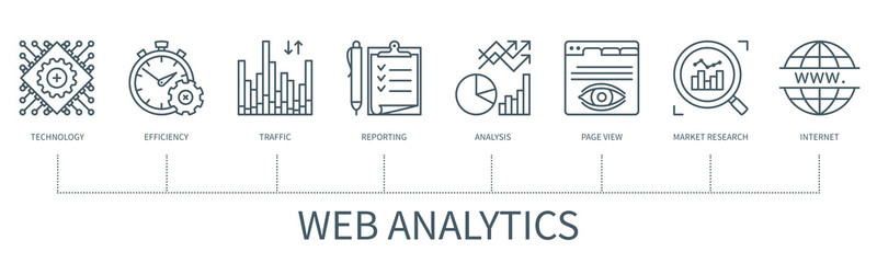 Web analytics vector infographic in minimal outline style