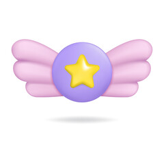 3d medal icon with golden star and wing. Best price,Best quality, Best product,Best seller guaranteed. . 3d badge awards of winners in sports events. 3d vector illustration