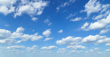 Naklejka na ściany i meble beautiful blue sky with clouds on bright sunny day for abstract background