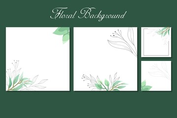 Square background with greenery leaves frame border for social media post template, greeting card, wedding or engagement invitation and poster design