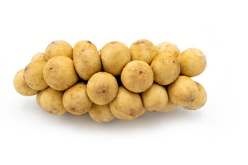 Ripe Lansium or Longkong Fruit Bunch isolated on white background.