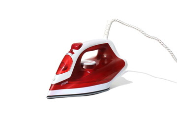 The red iron is on a white isolated background.