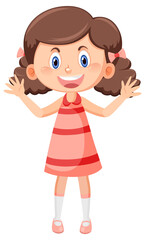 Cute girl with curly hair cartoon