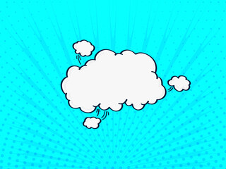 Cyan Dotted Background With Empty Clouds Shape.