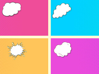 Colorful Dotted Background With Empty Cloud Frame.