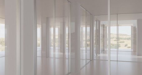 Fototapeta premium empty room with windows made in 3d