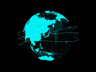 Illustration of the earth with satellite.
