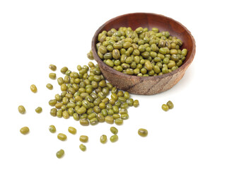 Mung beans on white background