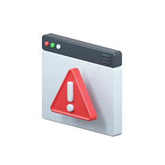 Server Alert 3d rendering icon. Isolated on white.