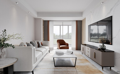 luxury modern interior of living room.3D illustration