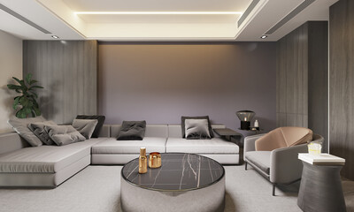 Luxury Interior of living room. 3D illustration