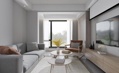 Fototapeta na wymiar luxury modern interior of living room.3D illustration