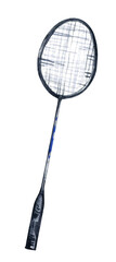 illustration of badminton racket, watercolour sketch, hand drawn sport equipment