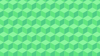 たくさんの立方体が続くパターン　グリーン　16：9