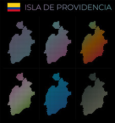 Fototapeta premium Isla de Providencia dotted map set. Map of Isla de Providencia in dotted style. Borders of the island filled with beautiful smooth gradient circles. Neat vector illustration.
