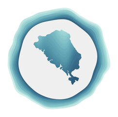 Colon Island logo. Badge of the island. Layered circular sign around Colon Island border shape. Authentic vector illustration.