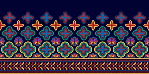 Aluminium Prints Boho Style Abstract motif ethnic seamless pattern design. Aztec fabric carpet mandala ornaments textile decorations wallpaper. Tribal boho native turkey African traditional embroidery vector background 