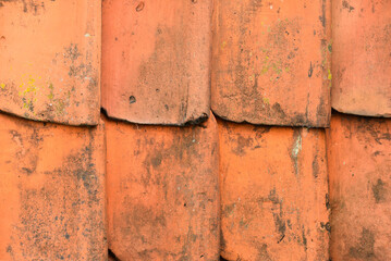 Koog aan de Zaan, Netherlands. July 2022. Background of red roof tiles.