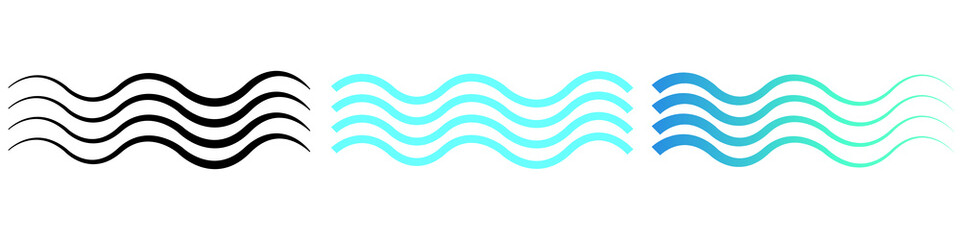 Wave vector icon set. Water illustration sign collection. Ocean symbol or logo.