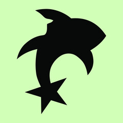 Star tail shark illustration logo
